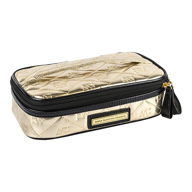 Anna Martina Franco Quilted Zip Around Train Case, Gold