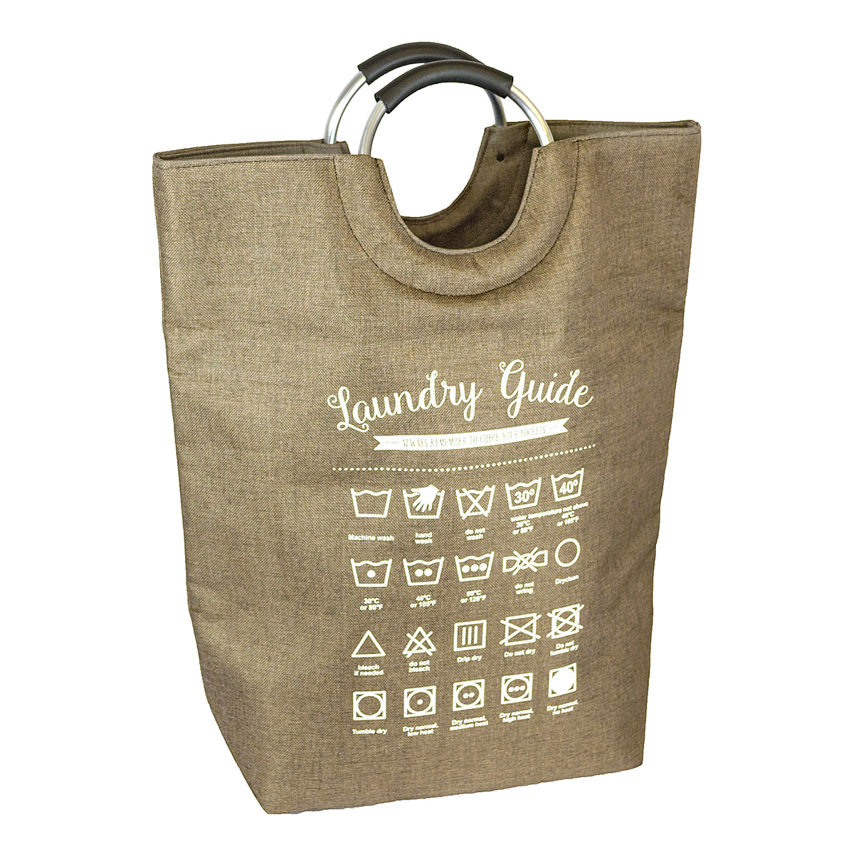 Home Ease Deluxe Loop Handle Laundry Bag, Brown
